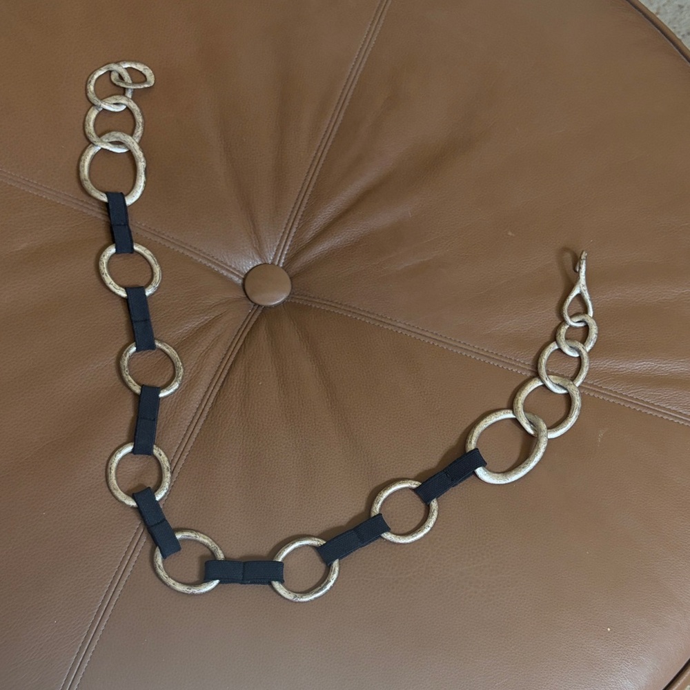 Gold Link and Black Fabric Accent Women’s Belt